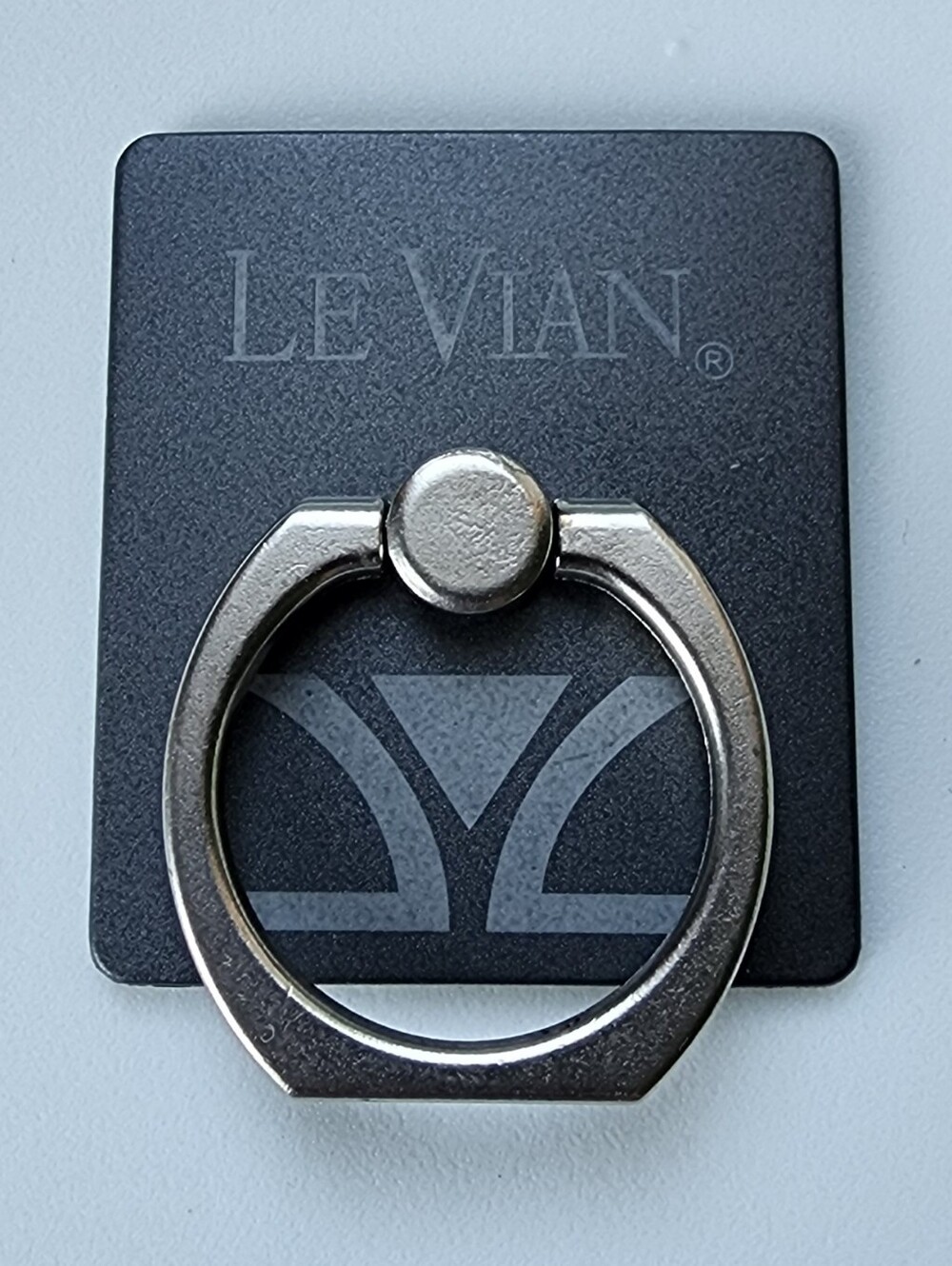 LeVian Logo Gunmetal & Silver-tone Ring Holder + Kickstand Device Accessory NEW!